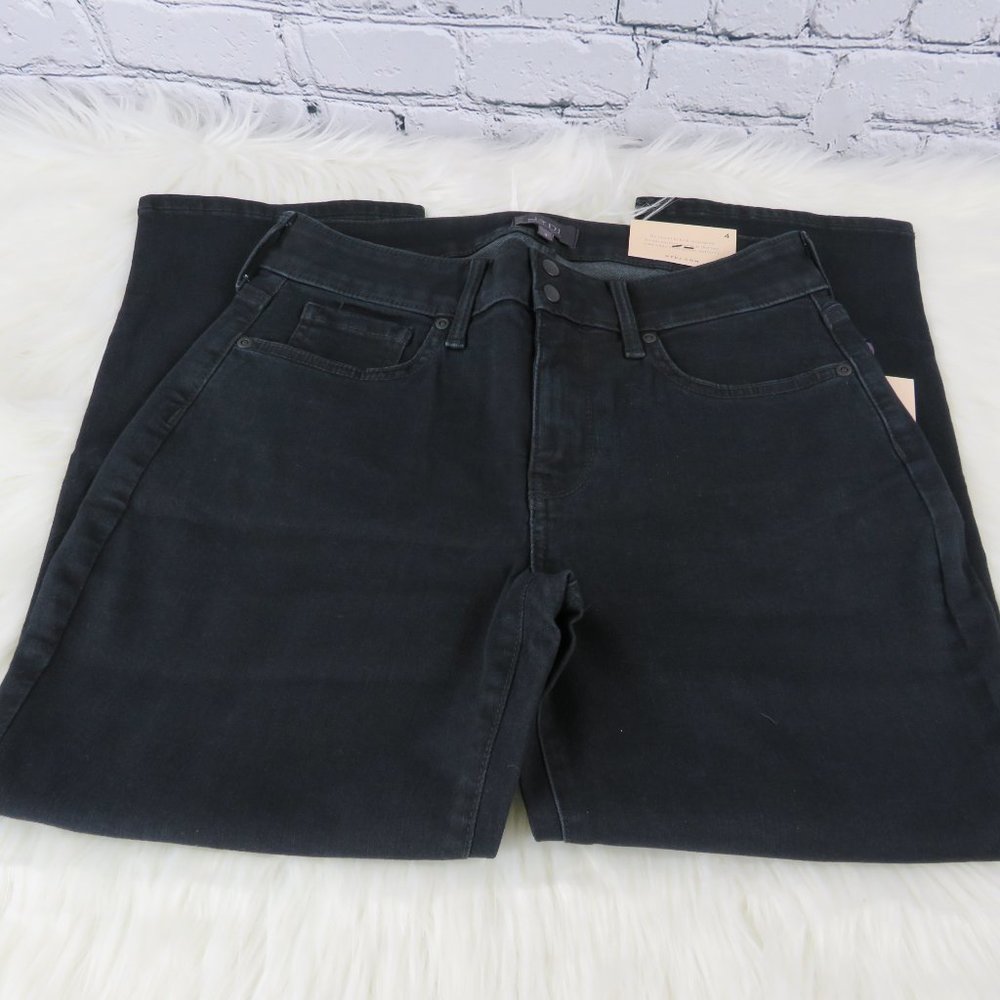 Women's Skinny Crop Jeans with Side Slits - Black - Picture 3 of 3